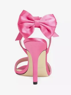 Sandales à talons hauts en satin avec n艙ud et bout ouvert chaussures de fête de mariage