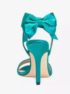 Sandales à talons hauts en satin avec n艙ud et bout ouvert chaussures de fête de mariage