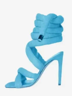 Sandales à talons hauts grises sandales de gladiateur à lacets pour femmes