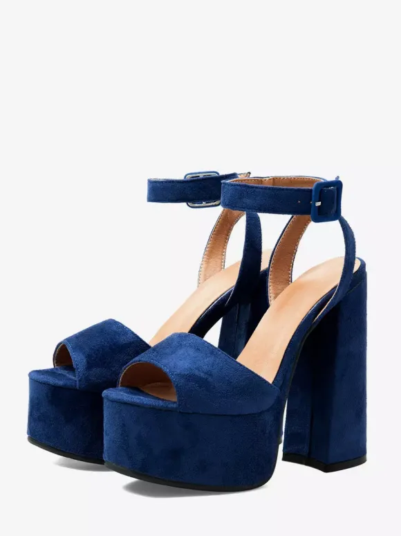 Sandales à talons hauts plateforme bout ouvert bride cheville talon épais