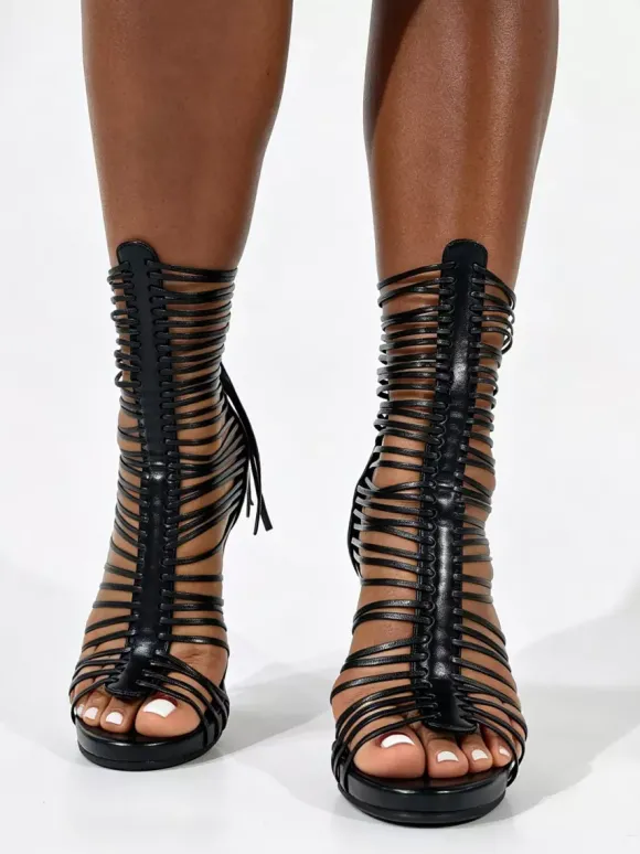 Sandales à talons hauts pour femmes bout ouvert à brides