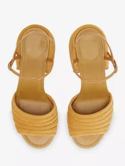 Sandales à talons épais en daim à bout ouvert pour femmes