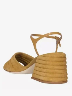 Sandales à talons épais en daim à bout ouvert pour femmes