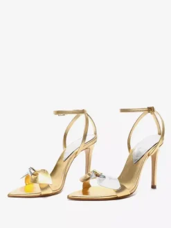 Sandales à talons pour femmes Sandales à bout pointu Talon aiguille Cuir PU