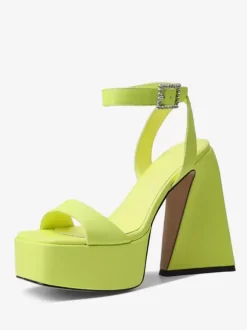 Sandales à talons pour femmes bout carré plateforme talon épais chaussures de soirée