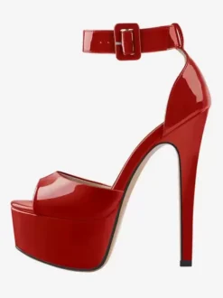 Sandales À Talons Sexy Plateforme Bout Ouvert Bride À La Cheville Chaussures