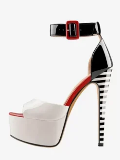 Sandales À Talons Sexy Plateforme Bout Ouvert Bride À La Cheville Chaussures