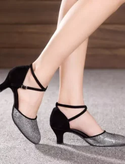 Sandales de danse multicolores à talons scintillants pour femme