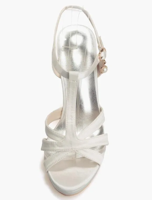 Sandales de mariée à talon haut en satin type T Chaussures de mariée