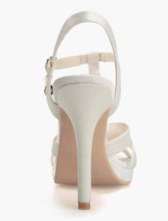 Sandales de mariée à talon haut en satin type T Chaussures de mariée