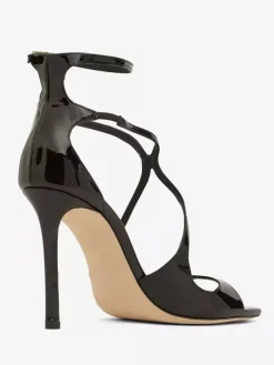 Sandales de Soirée Femme à Talons Hauts avec Bout Ouvert Verni Unicolore