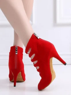 Sandales Eté à Talons Hauts Femme avec Bout Ouvert à Lacets Unicolore