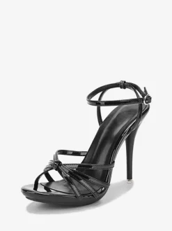 Sandales femme blanche en PU à talon haut à lacets