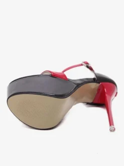 Sandales femme noir talon haut plateforme boucle métal réglable