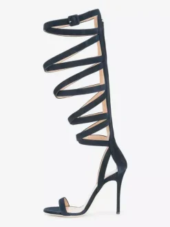 Sandales gladiateur en daim à bout ouvert et brides à talons hauts pour femmes