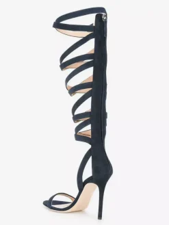Sandales gladiateur en daim à bout ouvert et brides à talons hauts pour femmes