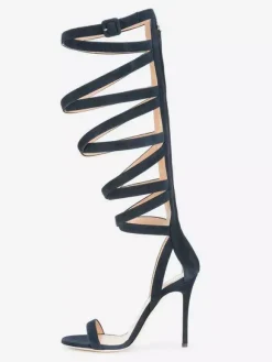 Sandales gladiateur en daim à bout ouvert et brides à talons hauts pour femmes