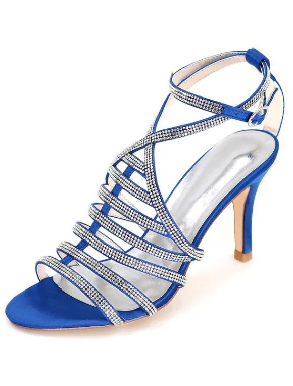 Sandales gladiateurs de mariée brillantes talon haut Chaussures de mariée