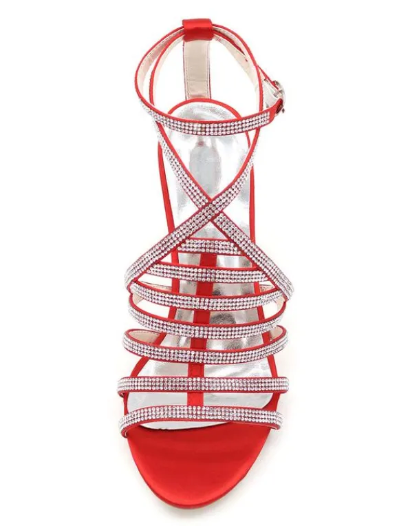 Sandales gladiateurs de mariée brillantes talon haut Chaussures de mariée
