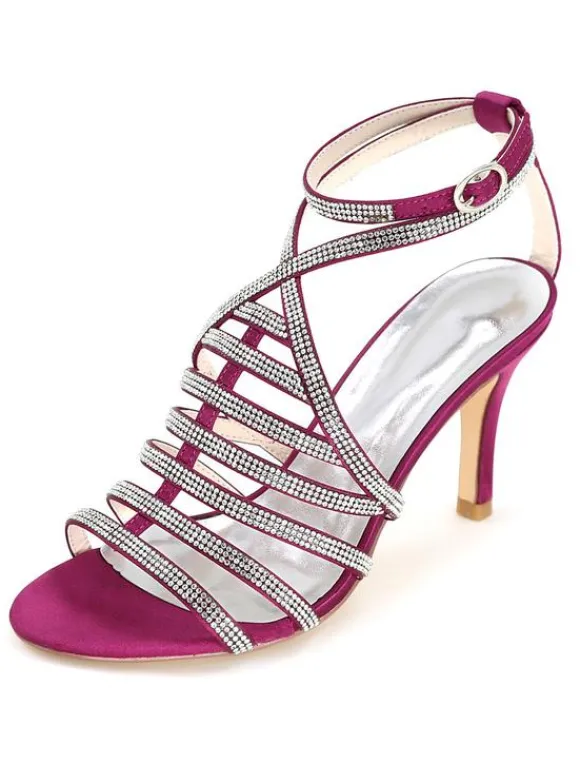 Sandales gladiateurs de mariée brillantes talon haut Chaussures de mariée