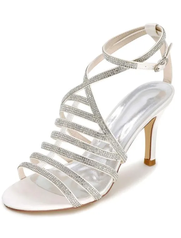 Sandales gladiateurs de mariée brillantes talon haut Chaussures de mariée