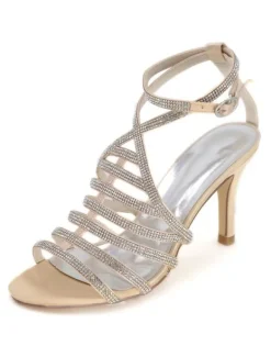 Sandales gladiateurs de mariée brillantes talon haut Chaussures de mariée