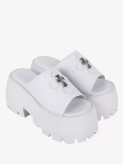 Sandales gothiques Lolita avec détails en métal bout ouvert croisé en cuir PU chaussures d'été noires Lolita