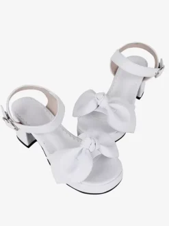 Sandales gothiques Lolita avec n艙uds à bout ouvert en cuir PU chaussures d'été noires Lolita