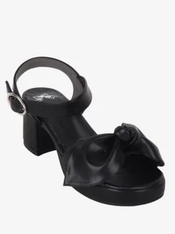 Sandales gothiques Lolita avec n艙uds à bout ouvert en cuir PU chaussures d'été noires Lolita