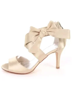 Sandales mariée blanche en satin talon haut chaussures de mariée