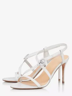 Sandales noires à talons hauts pour femmes chaussures de soirée à lanières et bout ouvert