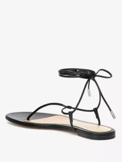 Sandales plates noires à lacets pour femmes