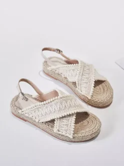 Sandales Plates Pour Femmes Sandales De Plage Bout Rond À Lacets Sandales