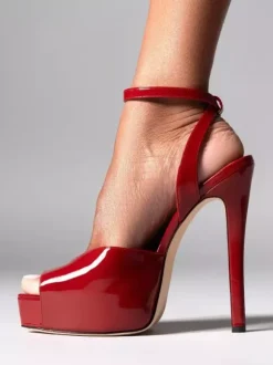 Sandales sexy à bout ouvert et talons hauts pour femmes avec plateforme et bride cheville.