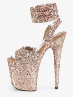 Sandales Sexy à Talons Hauts Noisette Synthétique Cuir Peep Toe Stiletto Chaussures Sexy