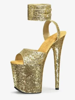 Sandales Sexy à Talons Hauts Noisette Synthétique Cuir Peep Toe Stiletto Chaussures Sexy
