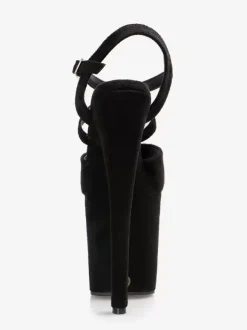 Sandales sexy à talons hauts avec tige en micro-daim marron foncé et bout ouvert boucle de 39 pouces chaussures sexy de 79 pouces