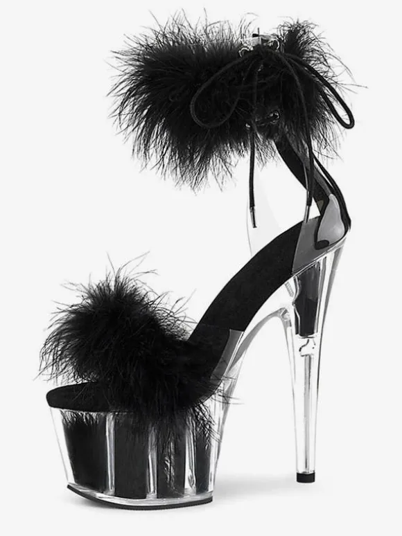 Sandales Sexy avec Plateforme à Talons Hauts Femme avec Bout Ouvert Unicolore