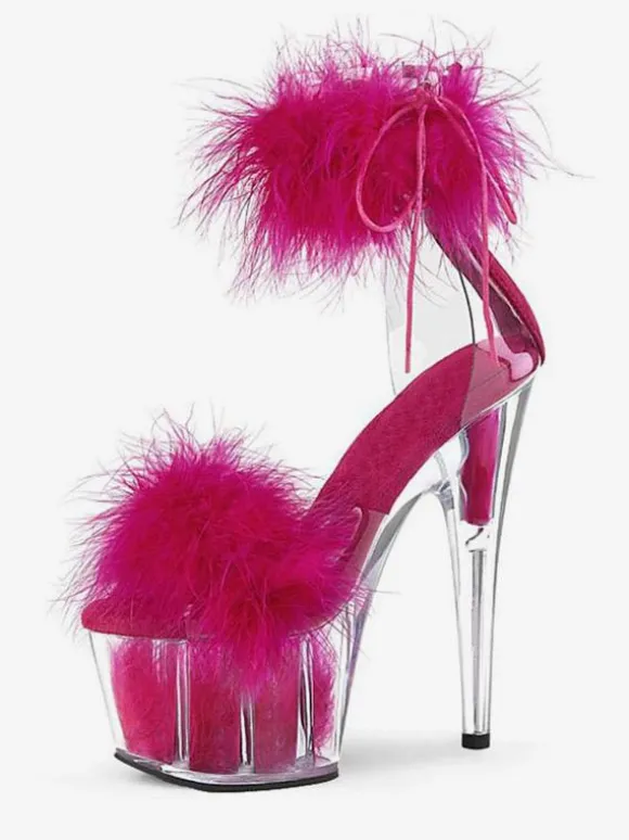 Sandales Sexy avec Plateforme à Talons Hauts Femme avec Bout Ouvert Unicolore