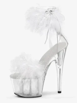 Sandales Sexy avec Plateforme à Talons Hauts Femme avec Bout Ouvert Unicolore