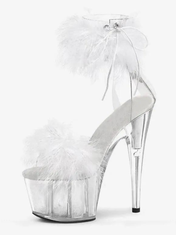 Sandales Sexy avec Plateforme à Talons Hauts Femme avec Bout Ouvert Unicolore