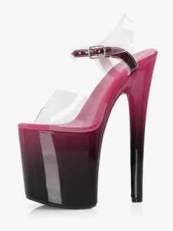 Sandales sexy pour femme en cuir PU abricot foncé à bout ouvert 39