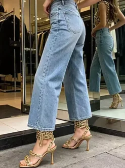 Sandales argentées à talons hauts bout ouvert détail chaîne chaussures de soirée à brides