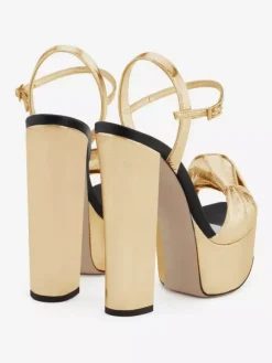 Sandales avec Plateforme à Talons Hauts avec Bout Ouvert Unicolore