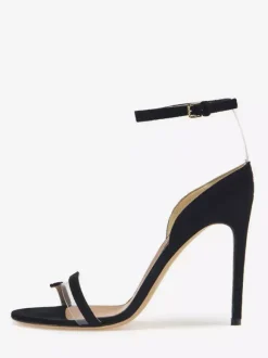 Sandales à bride cheville en daim bout ouvert talons hauts chaussures habillées