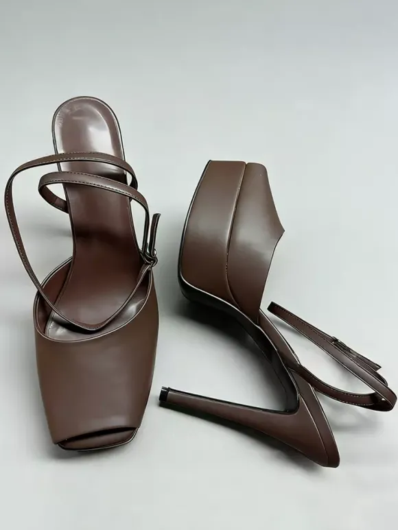 Sandales compensées noires pour femmes bout ouvert bride cheville chaussures de soirée