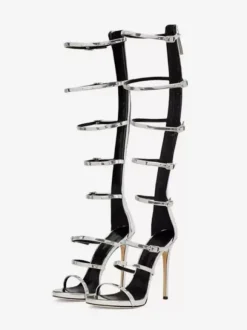 Sandales de gladiateur noires femmes chaussures à bride avec boucle et bretelles à talons hauts