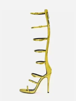 Sandales de gladiateur noires femmes chaussures à bride avec boucle et bretelles à talons hauts