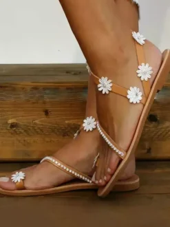 Sandales de mariage bohème à fleurs pour femmes