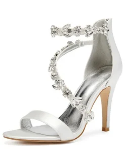 Sandales de mariée talon haut décoré des pailletes chaussures cérémonie